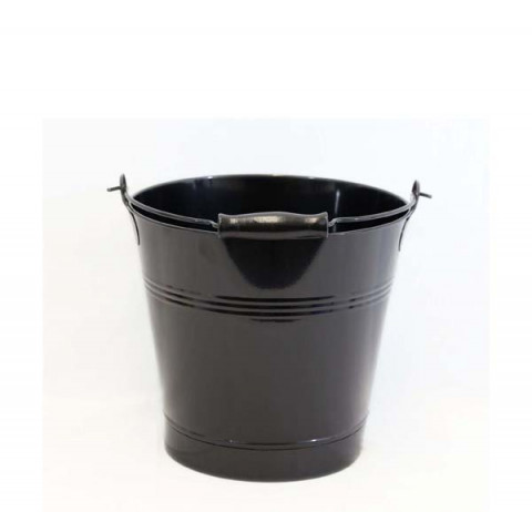 BLACK ENAMEL PAIL 10.25w"x10"H