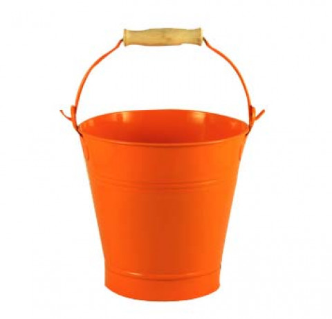 ORANGE ENAMEL PAIL 10.25w"x10"H