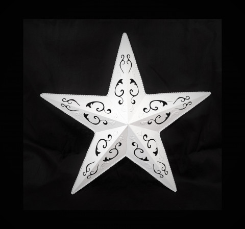 WHITE WITH BLACK SPRINKLE EDGE LACEY STAR 12"