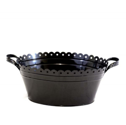 BLACK ENAMEL OVAL TUB 12.5"LX19WX8"H