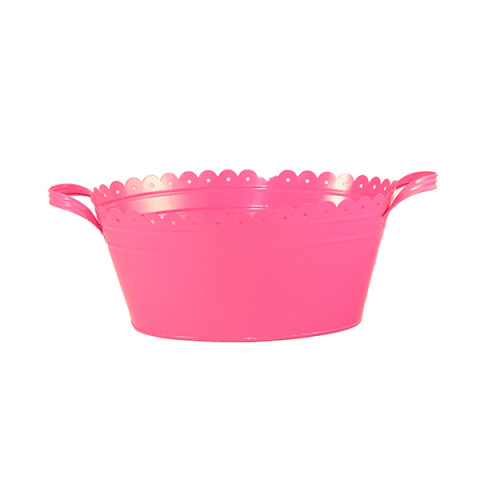 FUCHSIA ENAMEL OVAL TUB 12.5X19X8