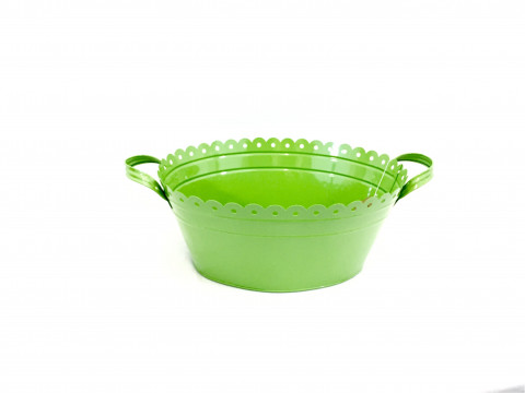 LIME ENAMEL OVAL TUB 12.5X19X8