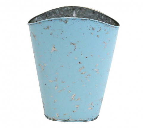 DISTRESSED BABY BLUE OVAL WALL BUCKET