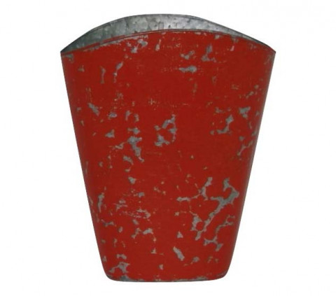 DISTRESSED ORANGE OVAL WALL BUCKET 9.25"X4.5"X11"