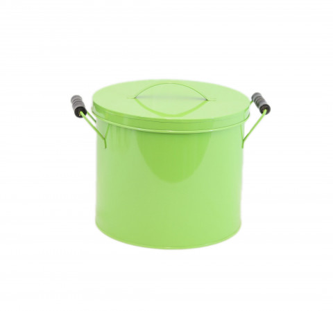 LIME GREEN BUCKET W/LID WOOD HANDLES