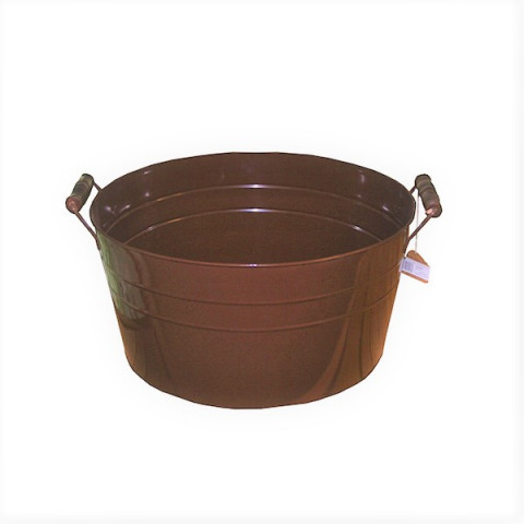 BROWN PARTY TUB W/ WOOD HANDLES