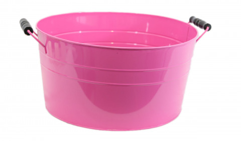 FUSHIA PARTY TUB W/ WOOD HANDLES