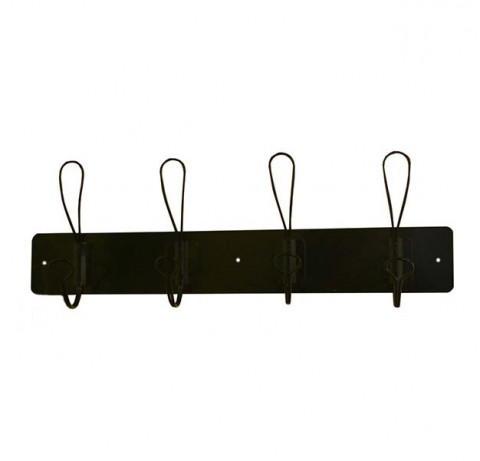 BLACK WALL COAT HOOK  HOLDER 4 HOOKS