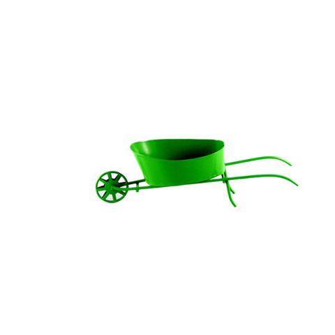 LIME GREEN ENAMEL WHEELBARROW   3" X 4.5"