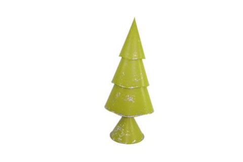 MEDIUM DISTRESSED LIME GREEN 3 TIER CHRISTMAS TREE